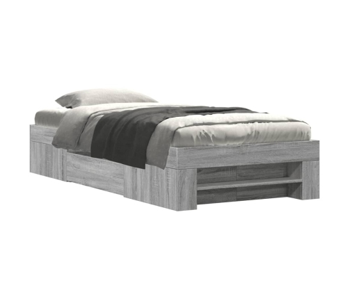 Estructura de cama madera de ingeniería gris Sonoma 100x200 cm