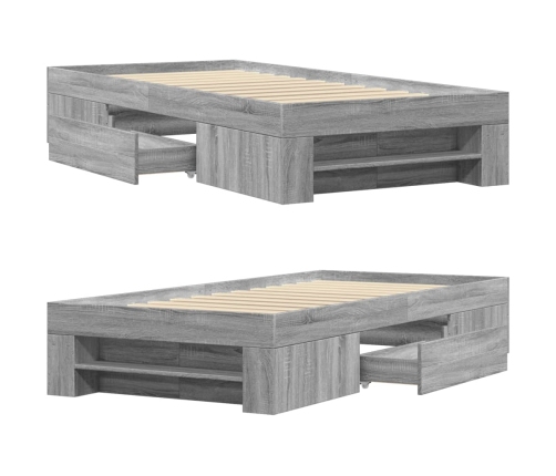 Estructura de cama madera de ingeniería gris Sonoma 100x200 cm