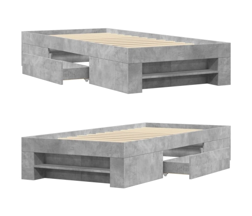 Estructura de cama madera de ingeniería gris hormigón 90x200cm