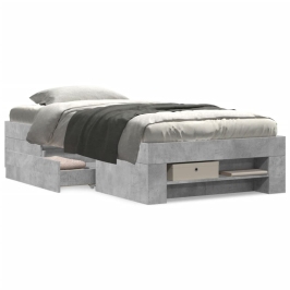 Estructura de cama madera de ingeniería gris hormigón 90x200cm