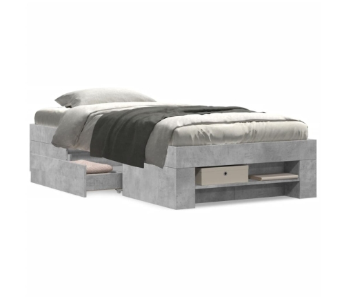 Estructura de cama madera de ingeniería gris hormigón 90x200cm