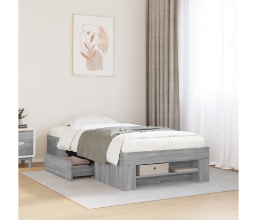 vidaXL Estructura de cama madera de ingeniería gris Sonoma 90x200 cm