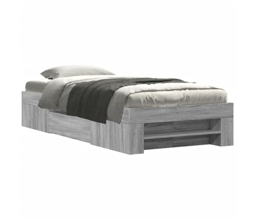 vidaXL Estructura de cama madera de ingeniería gris Sonoma 90x200 cm