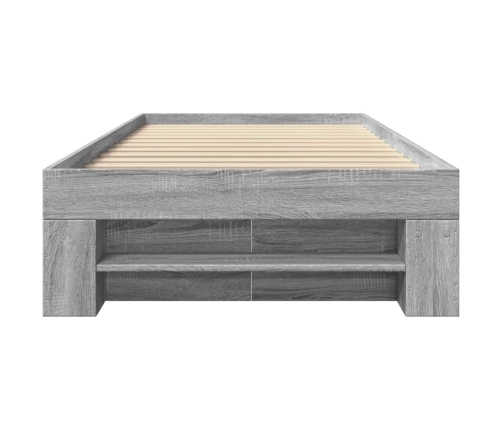 vidaXL Estructura de cama madera de ingeniería gris Sonoma 90x200 cm