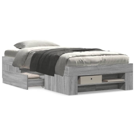 Estructura de cama madera de ingeniería gris Sonoma 90x200 cm