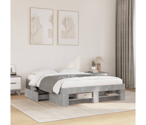 Estructura de cama madera de ingeniería gris hormigón 140x190cm