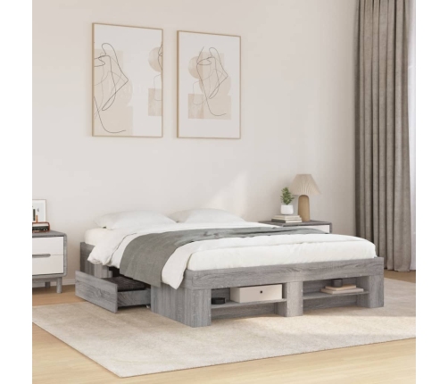 Estructura de cama madera de ingeniería gris Sonoma 140x190 cm