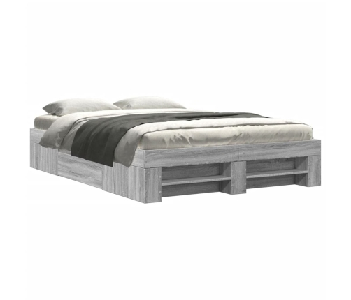 Estructura de cama madera de ingeniería gris Sonoma 140x190 cm