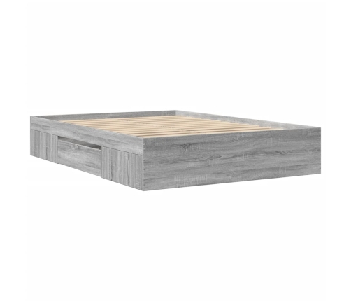 Estructura de cama madera de ingeniería gris Sonoma 140x190 cm