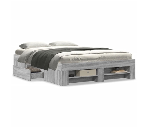Estructura de cama madera de ingeniería gris Sonoma 140x190 cm
