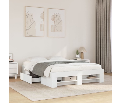 Estructura de cama madera de ingeniería blanca 135x190 cm