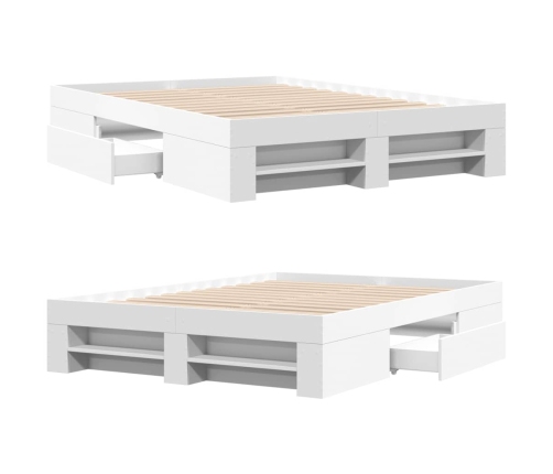 Estructura de cama madera de ingeniería blanca 135x190 cm