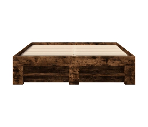 vidaXL Estructura de cama madera de ingeniería roble ahumado 135x190cm