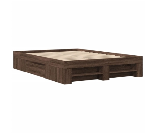 Estructura de cama madera de ingeniería marrón roble 135x190 cm