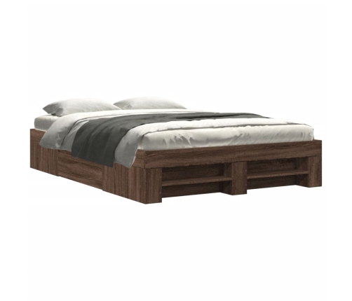 Estructura de cama madera de ingeniería marrón roble 135x190 cm