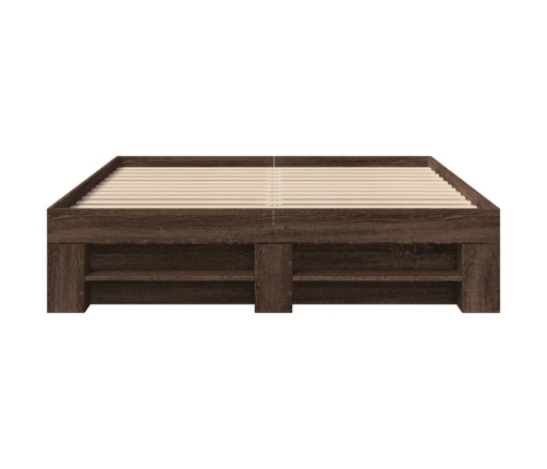 Estructura de cama madera de ingeniería marrón roble 135x190 cm