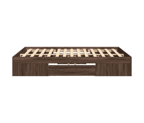 Estructura de cama madera de ingeniería marrón roble 135x190 cm