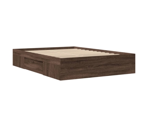 Estructura de cama madera de ingeniería marrón roble 135x190 cm
