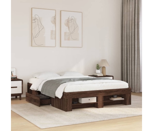 Estructura de cama sin colchón madera marrón roble 120x190 cm