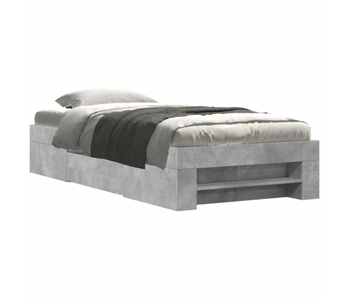 Estructura de cama madera de ingeniería gris hormigón 90x190 cm