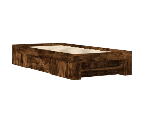 Estructura de cama sin colchón madera roble ahumado 90x190 cm