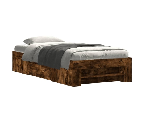 Estructura de cama sin colchón madera roble ahumado 90x190 cm