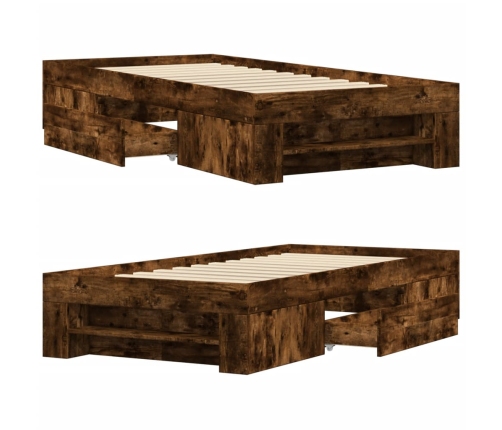 Estructura de cama sin colchón madera roble ahumado 90x190 cm