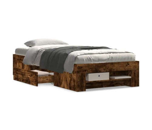 Estructura de cama sin colchón madera roble ahumado 90x190 cm