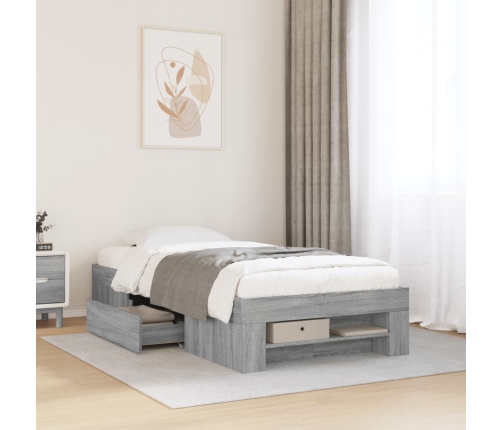 Estructura de cama madera de ingeniería gris Sonoma 90x190 cm