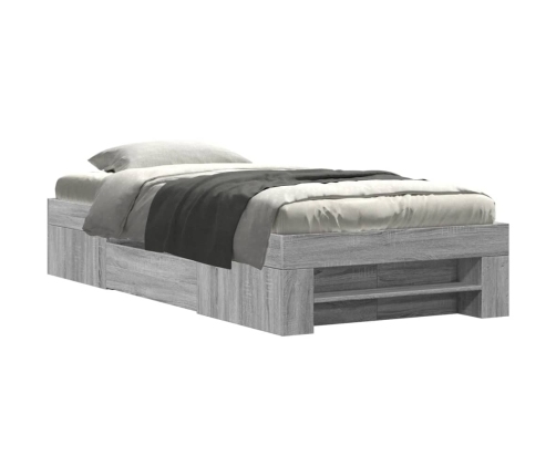 Estructura de cama madera de ingeniería gris Sonoma 90x190 cm