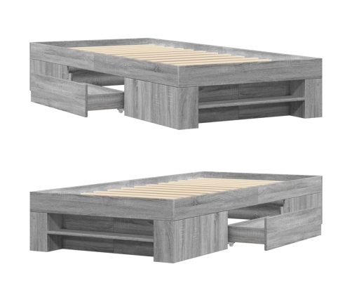 Estructura de cama madera de ingeniería gris Sonoma 90x190 cm