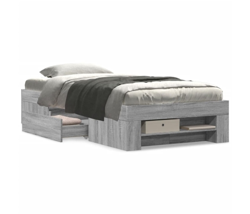 Estructura de cama madera de ingeniería gris Sonoma 90x190 cm