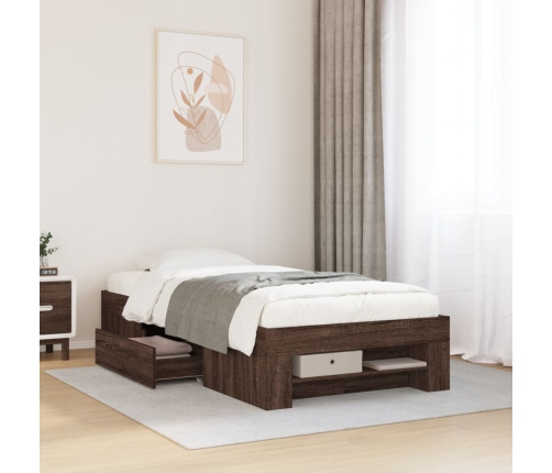 Estructura de cama sin colchón madera marrón roble 90x190 cm