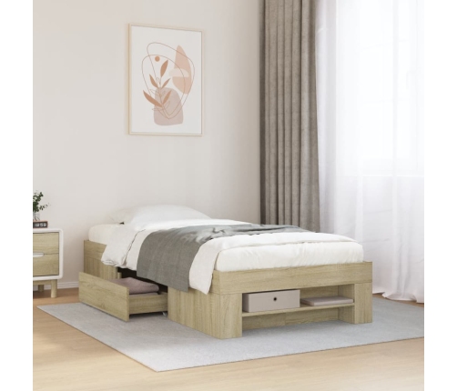 Estructura de cama sin colchón madera roble Sonoma 75x190 cm