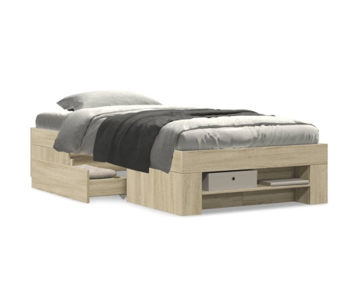 Estructura de cama sin colchón madera roble Sonoma 75x190 cm