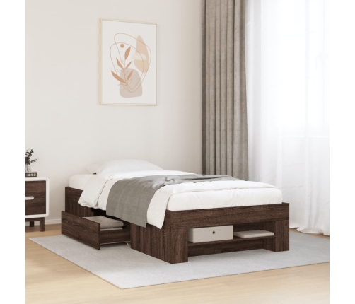 Estructura de cama sin colchón madera marrón roble 75x190 cm