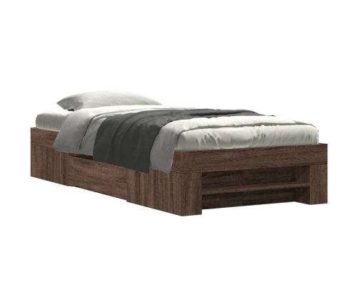 Estructura de cama sin colchón madera marrón roble 75x190 cm