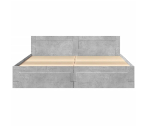 Cama con cabecero madera ingeniería gris hormigón 200x200 cm