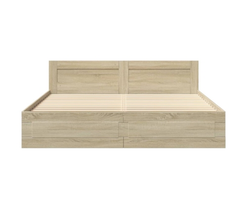 Cama con cabecero madera de ingeniería roble Sonoma 180x200 cm