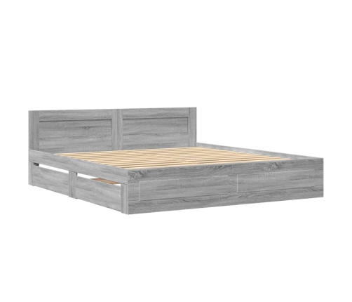 vidaXL Cama con cabecero madera de ingeniería gris Sonoma 180x200 cm