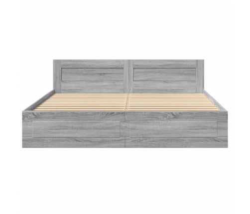 vidaXL Cama con cabecero madera de ingeniería gris Sonoma 180x200 cm