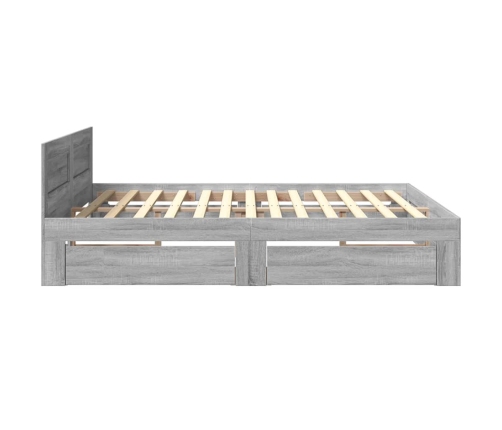 vidaXL Cama con cabecero madera de ingeniería gris Sonoma 180x200 cm