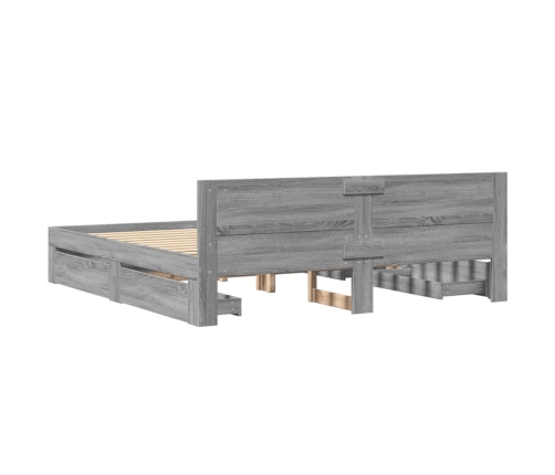 vidaXL Cama con cabecero madera de ingeniería gris Sonoma 180x200 cm