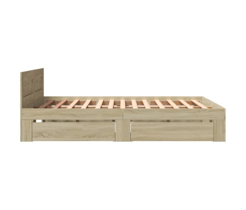 vidaXL Cama con cabecero madera de ingeniería roble Sonoma 160x200 cm