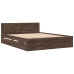 Cama con cabecero madera de ingeniería marrón roble 160x200 cm