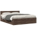 Cama con cabecero madera de ingeniería marrón roble 160x200 cm