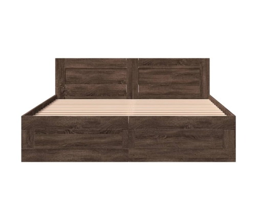 Cama con cabecero madera de ingeniería marrón roble 160x200 cm