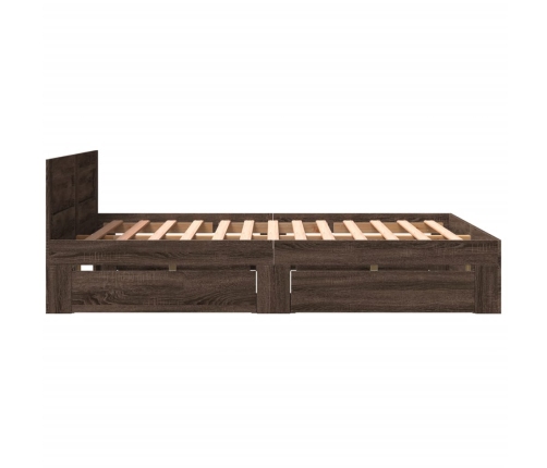 Cama con cabecero madera de ingeniería marrón roble 160x200 cm
