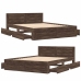 Cama con cabecero madera de ingeniería marrón roble 160x200 cm
