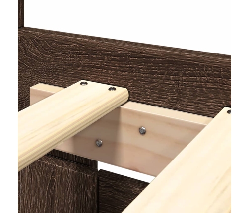 Cama con cabecero madera de ingeniería marrón roble 160x200 cm